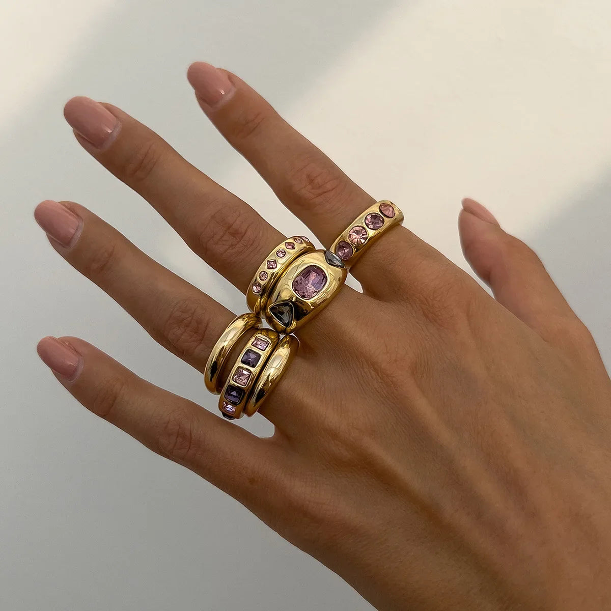 4pcs Set Irregular Folds Vintage Hip Hop Geometric Ring Sets for Women Exaggerated Adjustable Ring Finger Rings Y2K Jewelry Gift
