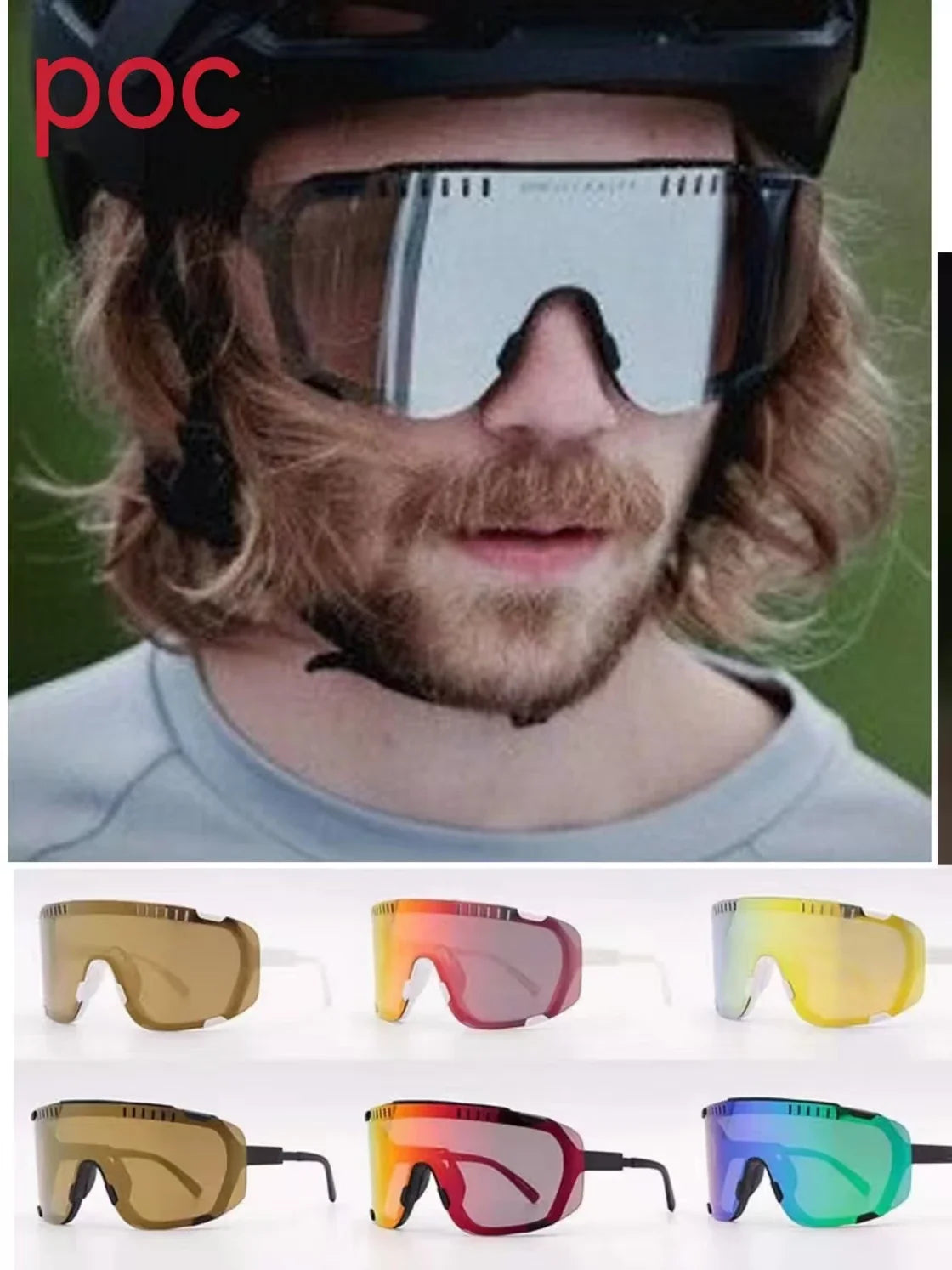 P0C Devours 7 Colour Cycling Glasses Windproof Myopia Eye Protection for Mountain & Road Bikes Outdoor Sports Riding Gear