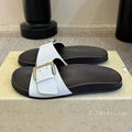 Summer Women's Open toed Slippers Flat Casual Shoes Outdoor Sandals Metal Buckle Decoration Comfortable Vacation Beach Shoes
