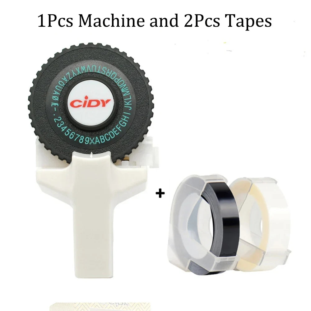 Mini Portable Printer DIY Handhold Typewriter Label Maker for MOTEX E101 Lettering Machine with 2 Roll 3D Embossing Manual Tape