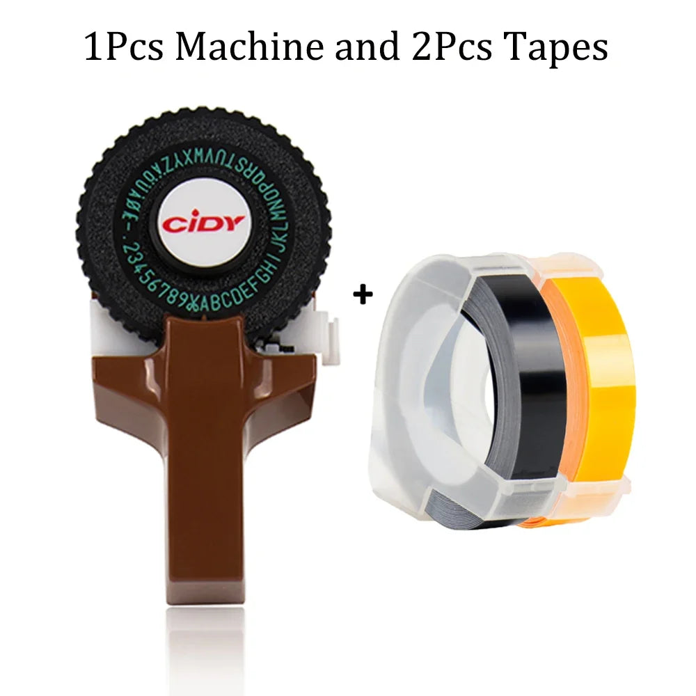 Mini Portable Printer DIY Handhold Typewriter Label Maker for MOTEX E101 Lettering Machine with 2 Roll 3D Embossing Manual Tape